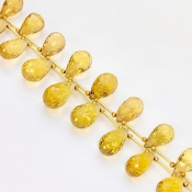 Canary Quartz 14-21mm Briolette Drop Shape AAA Grade Multi Strand Beads Layout - Total 2 Strands of 7-9 Inch