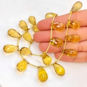 Canary Quartz 14-21mm Briolette Drop Shape AAA Grade Multi Strand Beads Layout - Total 2 Strands of 7-9 Inch