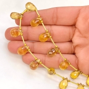 Canary Quartz 11.5-14mm Briolette Drop Shape AAA Grade Multi Strand Beads Layout - Total 2 Strands of 8-9 Inch