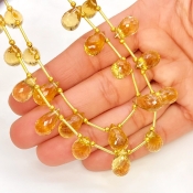 Canary Quartz 11.5-14mm Briolette Drop Shape AAA Grade Multi Strand Beads Layout - Total 2 Strands of 8-9 Inch