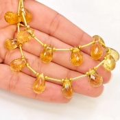 Canary Quartz 11.5-14mm Briolette Drop Shape AAA Grade Multi Strand Beads Layout - Total 2 Strands of 8-9 Inch