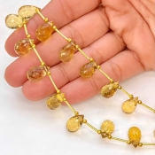 Canary Quartz 11.5-14mm Briolette Drop Shape AAA Grade Multi Strand Beads Layout - Total 2 Strands of 8-9 Inch