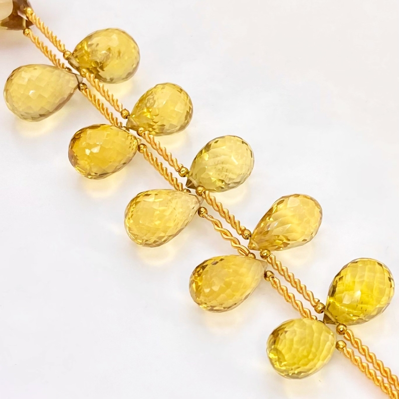 Canary Quartz 18-21mm Briolette Drop Shape AAA Grade Gemstone Beads Layout - Total 1 Strand of 11 Inch.