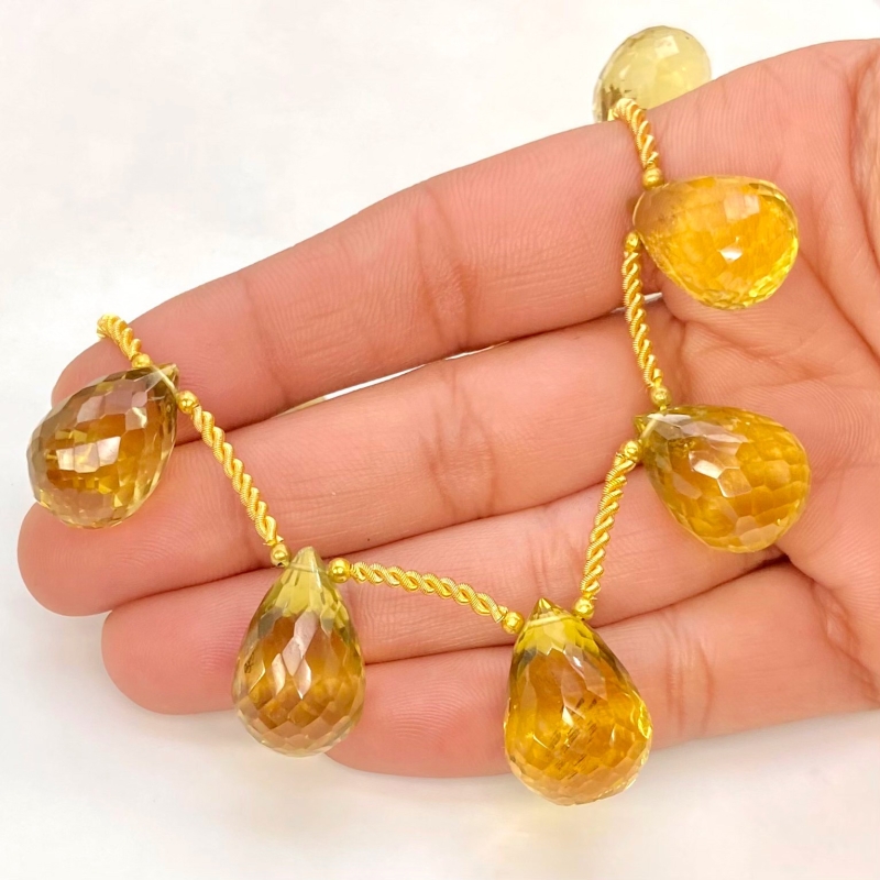 Canary Quartz 18-21mm Briolette Drop Shape AAA Grade Gemstone Beads Layout - Total 1 Strand of 11 Inch.