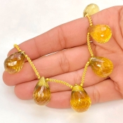 Canary Quartz 18-21mm Briolette Drop Shape AAA Grade Gemstone Beads Layout - Total 1 Strand of 11 Inch.