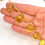 Canary Quartz 18-21mm Briolette Drop Shape AAA Grade Gemstone Beads Layout - Total 1 Strand of 11 Inch.