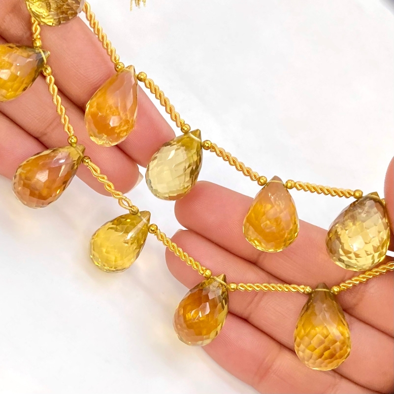 Canary Quartz 18-21mm Briolette Drop Shape AAA Grade Gemstone Beads Layout - Total 1 Strand of 11 Inch.