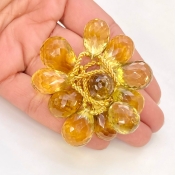 Canary Quartz 18-21mm Briolette Drop Shape AAA Grade Gemstone Beads Layout - Total 1 Strand of 11 Inch.