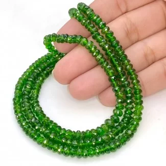 Chrome Diopside 4-5.5mm Faceted Rondelle Shape AAA Grade Gemstone Beads Strand - Total 1 Strand of 16 Inch.