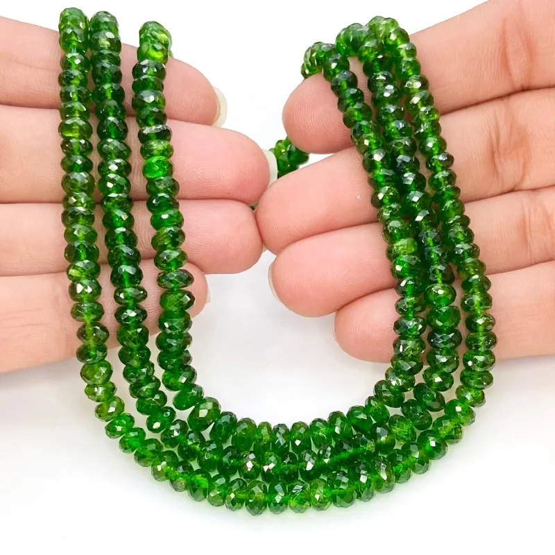 Chrome Diopside 4-6mm Faceted Rondelle Shape AAA Grade Gemstone Beads Strand - Total 1 Strand of 16 Inch.