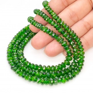 Chrome Diopside 4.5-6.5mm Faceted Rondelle Shape AAA Grade 16 Inch Long Gemstone Beads Strand