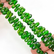 Chrome Diopside 6-10mm Briolette Drop Shape AA+ Grade Gemstone Beads Strand - Total 1 Strand of 10 Inch.