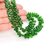 Chrome Diopside 6-10mm Briolette Drop Shape AA+ Grade Gemstone Beads Strand - Total 1 Strand of 10 Inch.