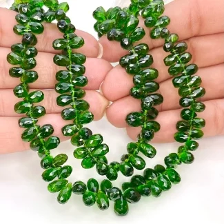 Chrome Diopside 6-10mm Briolette Drop Shape AA+ Grade Gemstone Beads Strand - Total 1 Strand of 10 Inch.