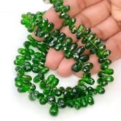 Chrome Diopside 6-10mm Briolette Drop Shape AA+ Grade Gemstone Beads Strand - Total 1 Strand of 10 Inch.