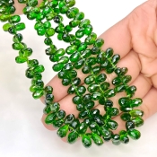 Chrome Diopside 6-10mm Briolette Drop Shape AA+ Grade Gemstone Beads Strand - Total 1 Strand of 10 Inch.