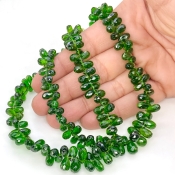 Chrome Diopside 6-10mm Briolette Drop Shape AA+ Grade Gemstone Beads Strand - Total 1 Strand of 10 Inch.