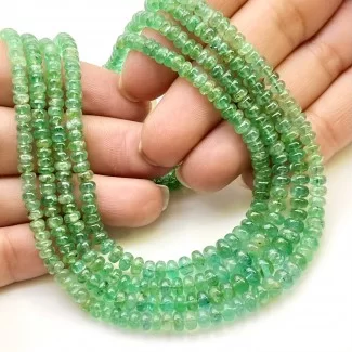 Emerald 3.5-5.5mm Smooth Rondelle Shape A+ Grade Gemstone Beads Lot - Total 4 Strands of 16 Inch.