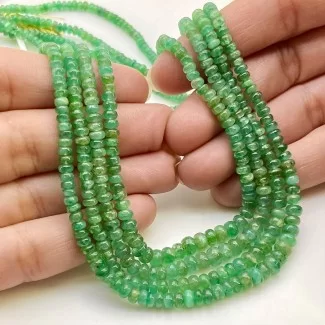 Emerald 3.5-5.5mm Smooth Rondelle Shape A Grade Gemstone Beads Lot - Total 4 Strands of 15 Inch.