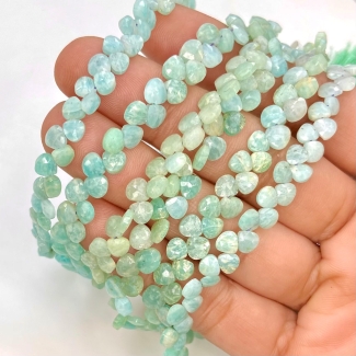 Amazonite 4-5mm Briolette Heart Shape AA+ Grade Gemstone Beads Strand - Total 1 Strand of 7 Inch.