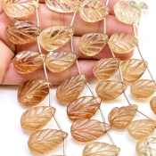 Champagne Topaz 18-21mm Carved Leaf Shape AA Grade Gemstone Beads Lot - Total 3 Strands of 7 Inch.