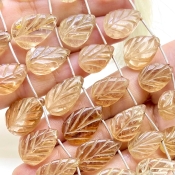 Champagne Topaz 18-21mm Carved Leaf Shape AA Grade Gemstone Beads Lot - Total 3 Strands of 7 Inch.