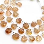Champagne Topaz 12-13mm Carved Leaf Shape AA Grade Gemstone Beads Lot - Total 5 Strands of 7 Inch.