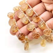 Champagne Topaz 12-13mm Carved Leaf Shape AA Grade Gemstone Beads Lot - Total 5 Strands of 7 Inch.