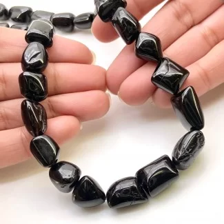 Black Spinel 8-17.5mm Smooth Nugget Shape A+ Grade Gemstone Beads Strand - Total 1 Strand of 19 Inch.