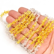 Yellow Sapphire 4-5mm Briolette Pear Shape AA+ Grade Gemstone Beads Strand - Total 1 Strand of 14 Inch.