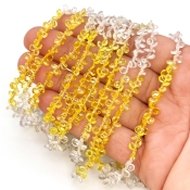 Yellow Sapphire 4-5mm Briolette Pear Shape AA+ Grade Gemstone Beads Strand - Total 1 Strand of 14 Inch.