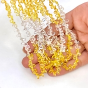 Yellow Sapphire 4-5mm Briolette Pear Shape AA+ Grade Gemstone Beads Strand - Total 1 Strand of 14 Inch.