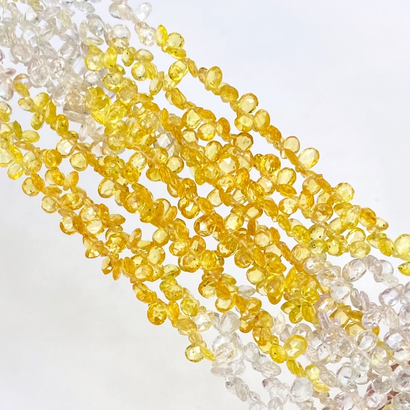 Yellow Sapphire 4-5mm Briolette Pear Shape AA+ Grade Gemstone Beads Strand - Total 1 Strand of 14 Inch.