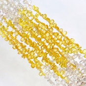 Yellow Sapphire 4-5mm Briolette Pear Shape AA+ Grade Gemstone Beads Strand - Total 1 Strand of 14 Inch.