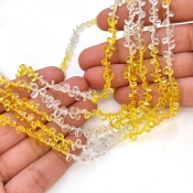 Yellow Sapphire 4-5mm Briolette Pear Shape AA+ Grade Gemstone Beads Strand - Total 1 Strand of 14 Inch.