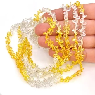 Yellow Sapphire 4-5mm Briolette Pear Shape AA+ Grade Gemstone Beads Strand - Total 1 Strand of 14 Inch.