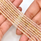 Pink Sapphire 2.5-4.5mm Faceted Rondelle Shape AA Grade Gemstone Beads Strand - Total 1 Strand of 18 Inch.