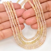 Pink Sapphire 2.5-4.5mm Faceted Rondelle Shape AA Grade Gemstone Beads Strand - Total 1 Strand of 18 Inch.