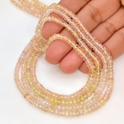 Pink Sapphire 2.5-4.5mm Faceted Rondelle Shape AA Grade Gemstone Beads Strand - Total 1 Strand of 18 Inch.
