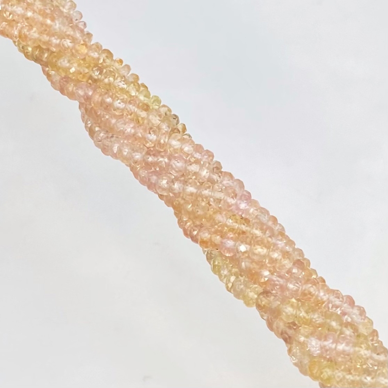 Pink Sapphire 2.5-4.5mm Faceted Rondelle Shape AA Grade Gemstone Beads Strand - Total 1 Strand of 18 Inch.