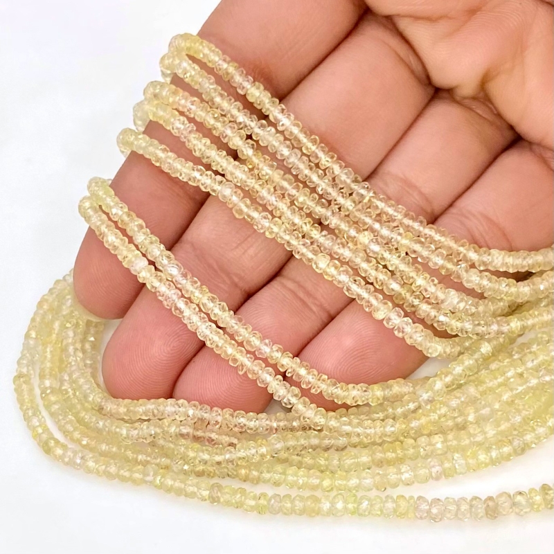 Green Sapphire 2.5-4.5mm Faceted Rondelle Shape AA Grade Gemstone Beads Strand - Total 1 Strand of 16 Inch.