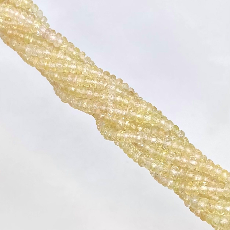 Green Sapphire 2.5-4.5mm Faceted Rondelle Shape AA Grade Gemstone Beads Strand - Total 1 Strand of 16 Inch.