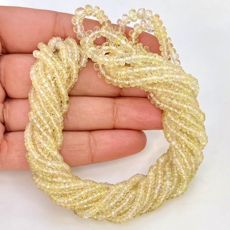 Green Sapphire 2.5-4.5mm Faceted Rondelle Shape AA Grade Gemstone Beads Strand - Total 1 Strand of 16 Inch.