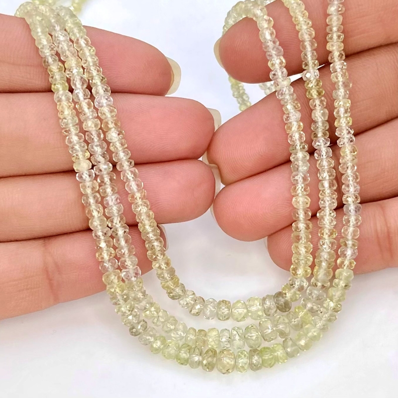 Green Sapphire 2-5mm Faceted Rondelle Shape AA Grade Gemstone Beads Strand - Total 1 Strand of 18 Inch.