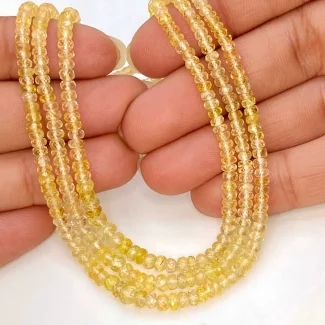 Yellow Sapphire 2-4mm Faceted Rondelle Shape AA Grade Gemstone Beads Strand - Total 1 Strand of 16 Inch.