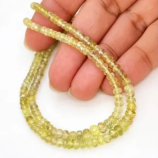 Green Sapphire 2.5-5mm Faceted Rondelle Shape AA Grade Gemstone Beads Strand - Total 1 Strand of 15 Inch.