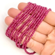 Ruby 2.5-3mm Faceted Rondelle Shape AA+ Grade Gemstone Beads Strand - Total 1 Strand of 16 Inch.