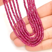 Ruby 2.5-3mm Faceted Rondelle Shape AA+ Grade Gemstone Beads Strand - Total 1 Strand of 16 Inch.