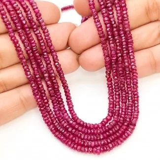Ruby 2.5-3mm Faceted Rondelle Shape AA+ Grade Gemstone Beads Strand - Total 1 Strand of 16 Inch.