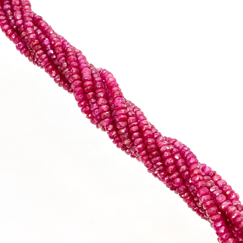Ruby 2.5-3mm Faceted Rondelle Shape AA+ Grade Gemstone Beads Strand - Total 1 Strand of 16 Inch.